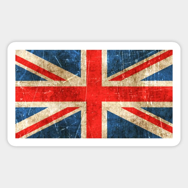 Vintage Aged and Scratched British Flag Sticker by jeffbartels